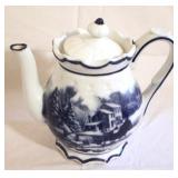 Blue & White Teapot - 8" tall