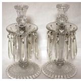 Pair Heisey Ridgeleigh 10" prism candlesticks