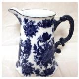 Blue & White pitcher - 9" tall