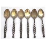 6 Sterling Demitasse Spoons - 4" long
