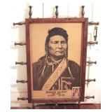 Framed Native American, Chief Joseph - as is