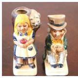 2 Miniature Alice in Wonderland Tobys by T. Wood