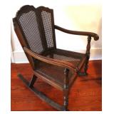 Antique Caned Rocker - 30 x 26 x 23