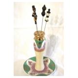 Limoges Hat Pin Holder w/ Hatpins, 6 x 5