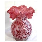 Cranberry Glass Vase - 8" tall