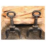 Pair of Cast Iron Andirons - 16 x 8 x 13