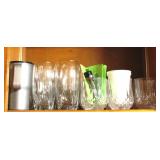 Shelf Lot of Assorted Glasses & more