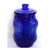 Planters Peanut Blue Glass Jar w/ lid