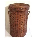 Vintage Tall Woven Wicker Storage Basket w/lid