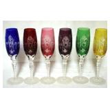 6 Bohemian Glass 9" champages