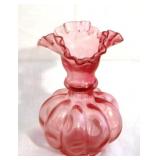 Fenton Cranberry Pink Vase - 6.5" tall