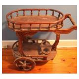 Carved Mahogany Tea Cart - 32 x 15 x 31
