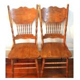 2 Oak Press Back & Spindle Chairs