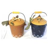 2 Ceramic Animal Treat Jars w/ lids