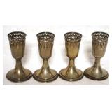 4 Sterling Candle Holders - 4.25" tall