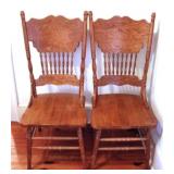 2 Oak Spindle & Press Back Chairs