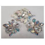 Vintage brooch & pierced earrings