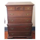 Kling Fan Carved Mahogany Chest on Chest