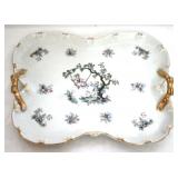 Antique Porcelain Handled Tray - 12.5 x 10
