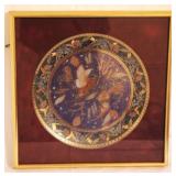 Reverse Painted Plate framed under glass/possibly