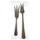 2 Sterling Cocktail Forks - 5" & 6" long