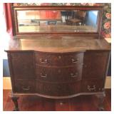 Tiger Oak Vintage Claw Foot Buffet w/ Rack