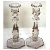 Pair of Glass Candle Stick Holders
