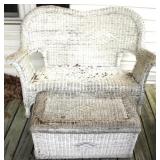Wicker Bench w/ wicker table set