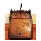 Antique Wood Coal Scuttle w/ Scoop & Metal liner