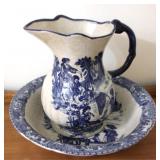 Blue/White Pitcher & Bowl Set