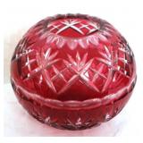 Bohemian Red Cut To Clear Vase - 6.5 x 7