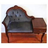 Mahogany Carved Telephone Seat