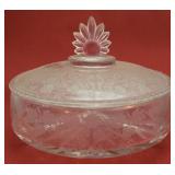 Fostoria Flame covered & etched candy