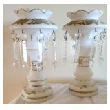 Vintage pair 11" glass mantel lustres