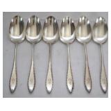 6 Silver Plated Monogrammed Spoons - 6" long