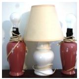 3 Lamps - 15" tall-2 without shades/ 1 with shade