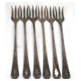 6 Sterling Cocktail Forks - 5.5" long