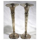 Pair of Sterling Weighted Vases - 9" tall
