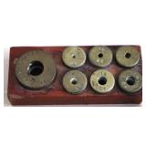 7pc Set of Brass Weights in Holder
