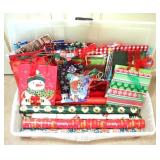 Plastic Tote w/ Holiday Paper & Bags