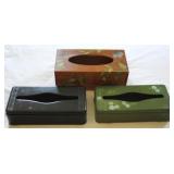 2 Metal & 1 Wooden Tissue Boxes