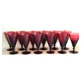 12pc Set Cranberry Glasses - 6.75 tall