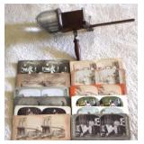 Antique Stereo Scope Viewer w/ 12 assorted cards