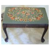 Needlepoint Stool w/ Queen Anne legs