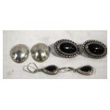 3 Pairs of Sterling Earrings - as is