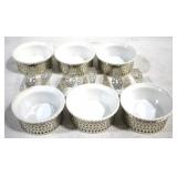6 Sterling Ramekin Holders w/ ramekins