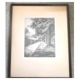 "UVA Serpentine Wall" Etching by Joseph Raskin