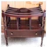 Antique Canterbury Magazine Rack w/ drawer
