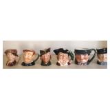 6 Royal Doulton Toby Mugs - 2.5" tall