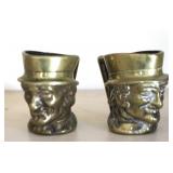 2 Brass Toby Mugs - 2.5" tall